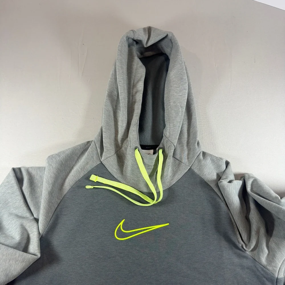 Nike Therma-FIT Men's Gray Neon‎ Dri-FIT Hoodie Pullover Sweatshirt Size Small